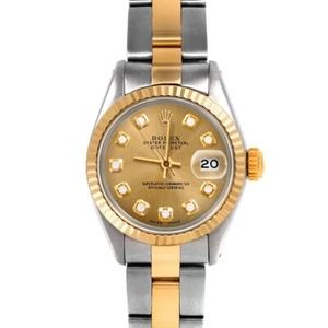 Rolex Ladies TT Datejust Champagne Diamond Dial Oyster Band Fluted Bezel Watch - Picture 1 of 3