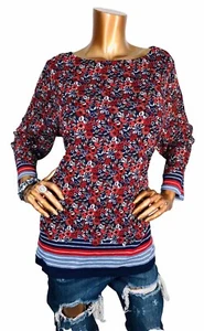 Charter Club 3X Plus Top Stretch Mesh Blouse Floral Prints 3/4 Shirt Boat Neck - Picture 1 of 10