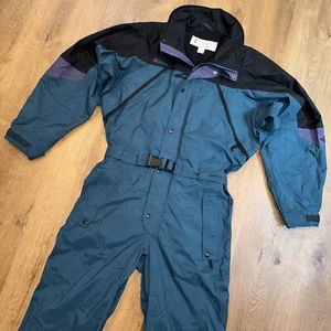 Columbia Ski Suit One Piece Snowsuit Snow Apres Bib retro vtg Green Mens Large - Picture 1 of 18