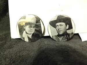 ROCKY LANE Movie Cowboy Sunset Carson PINBACKS Photo Reproductions 2 PINBACKS - Picture 1 of 2
