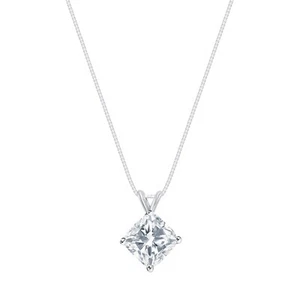 Colgante de diamantes cultivados creado en laboratorio con cojín torneado de 1,25 quilates de oro blanco de 14 k IGI F/VS - Imagen 1 de 1