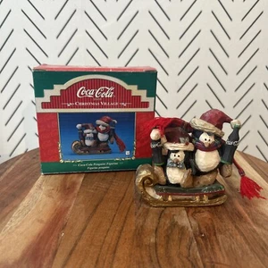 VTG Coca-Cola Christmas Village 1998 Penguins Scarves Cokes Gifts Tablepiece 3.5 - Picture 1 of 10