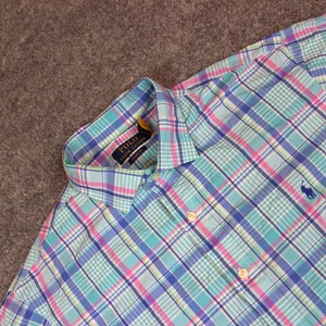 Polo Ralph Lauren Button Down Shirt Men's XL 17.5 Blue Plaid Classic Fit Pony - Picture 1 of 12