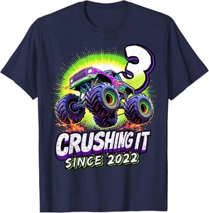 Geburtstag Monstertruck 3 Jahre Jungen 3rd Party Born 2022 T-Shirt Hoodie - Bild 1 von 15