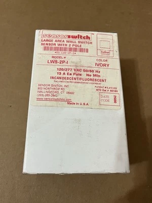 SENSOR SWITCH LWS-2P-I LARGE AREA WALL SWITCH SENSOR WITH 2-POLE, IVORY, NIB