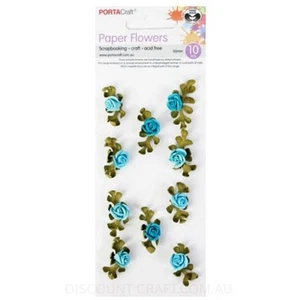 Paper Flowers Roses - Aquamarine 30mm 10pk - Picture 1 of 1