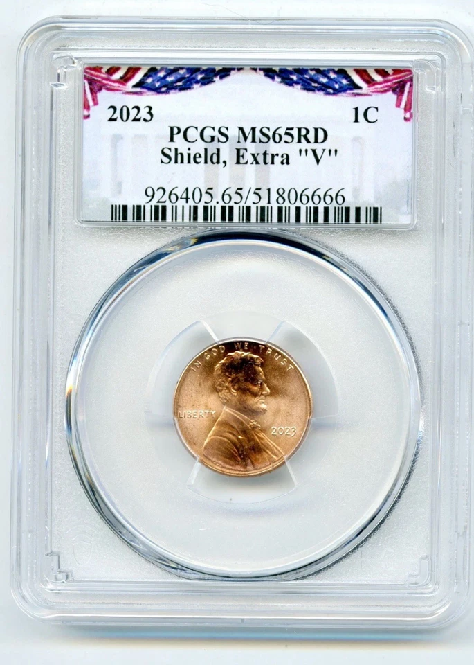 2023 Extra VDB V Lincoln Shield Penny Error PCGS MS65RD 1C 🇺🇸💯✨ - Image 1 of 3