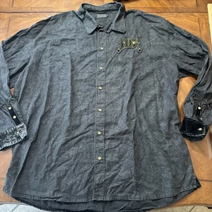 Y2K Coogi Hemd Herren 5XL Schwarz Bestickt Langarm Knopfleiste Streetwear - Bild 1 von 8