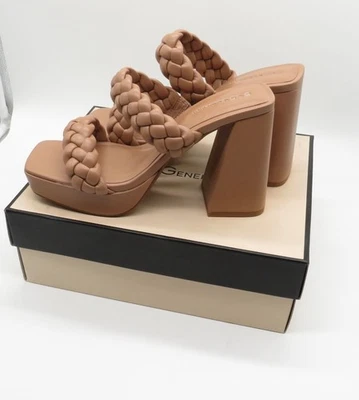 Sandalias BCBG Generation para mujer color tostado correa trenzada tacón bloque talla 10 NUEVAS Foto 1 de 4