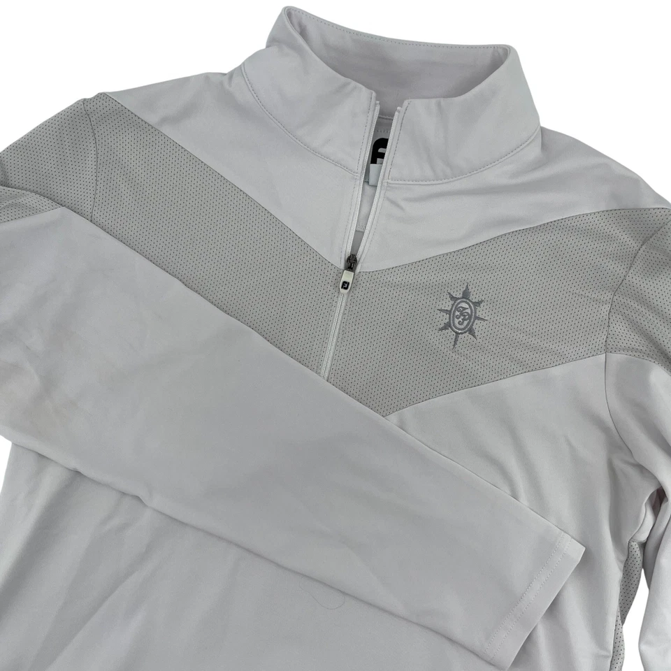 Camisa Pullover Manga Larga Para Hombres FJ FootJoy Golf Performance 1/4 Cremallera M Blanca Foto 1 de 4