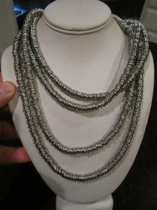 VERY HEAVY SILVER TONE NECKLACE ALMOST 9 OUNCES - 38" LONG VINTAGE - OFC-S - Picture 1 of 4