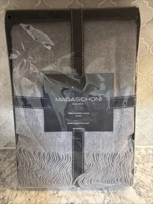 Magaschoni 100% Cashmere Heathered Flannel Throw Blanket (Gray)  READ - Image 1 of 4