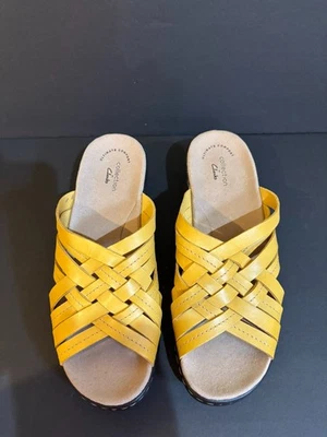 Sandalias Clarks Ultimate Comfort Ligeras Lexi Selina Tacón de Cuña Amarillo 8.5 M Foto 1 de 4