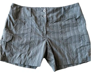 Women's Cargo Shorts 8 army green stripes nautical Casual Hike Gorpcore Outdoor - Picture 1 of 6