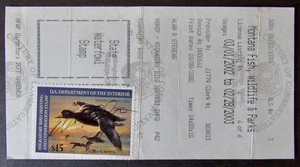 RW69 - 2002 Federal Duck Stamp on Montana Resident Hunting License - Picture 1 of 2