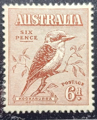 1932 6d Brown Laughing Kookaburra  MNH  - image 1 of 2