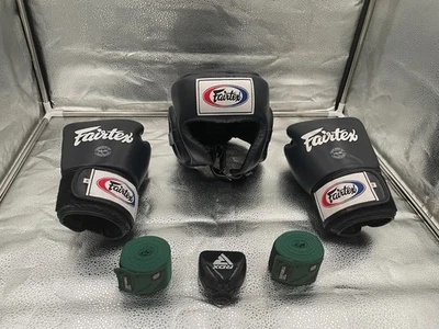 Fairtex Muay Thai, Gloves, Helmet, RDX Mouthguard, Sanabul Wraps, Boxing, MMA - Image 1 of 4