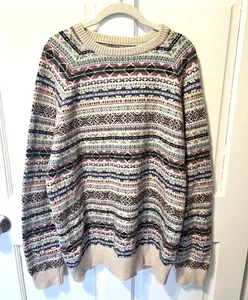 J. Crew Fair Isle Nordic Wool Blend Pullover Crewneck Mens Sweater XL X-Large - Picture 1 of 5