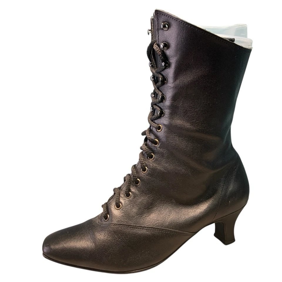 Magdesians 305647 Botas de Cuero Negro Granny Core Con Cordones Talla 6.5W Foto 1 de 4