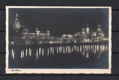 AK Dresden 1937 Elbpanorama bei Nacht bef.n. Obersaida (D20) - Bild 1 von 2