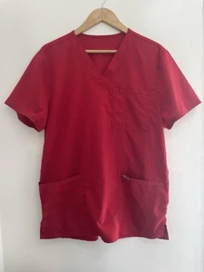 Cherokee Women's Solid Red Polyester Rayon Blend V-Neck Short Sleeve Scrub Top S - Picture 1 of 5