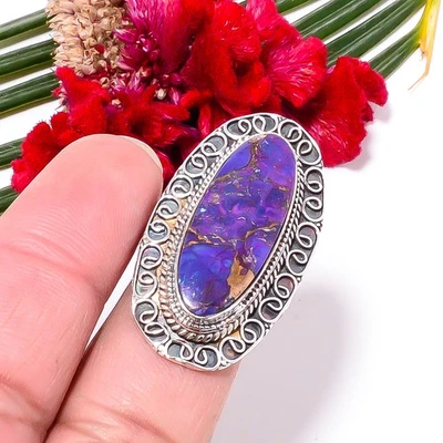 Anillo de plata de ley 925 oxidada bellas artes turquesa púrpura cobre s.9 Sku24 Foto 1 de 4