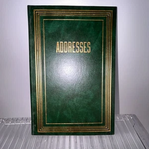Grünes Leder Adressbuch Made in Japan unbenutzt Vintage Goldkanten 8" x 5" - Bild 1 von 12
