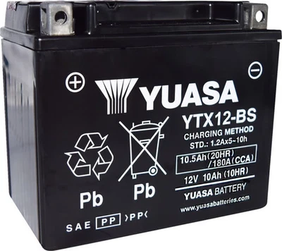 Yuasa Maintenance Free Battery - YTX12BS Motorcycle ATV/UTV Street Bike PWC - Image 1 of 4