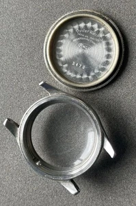RARO ESTUCHE ROLEX OYSTER 3478 VINTAGE SIN PULIR + PARTE TRASERA AÑOS 40 PROYECTO DE PIEZA DE CRISTAL - Imagen 1 de 7