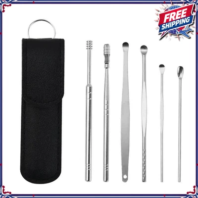 Kit de eliminación de cera de oído 6 piezas Herramienta de limpieza en espiral Cuchara Pick Juego de curetas de limpieza de oídos Foto 1 de 4
