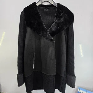Roman/schwarzer Strickimitat Lammfell Coatigan/Damen Cardigan/Jacke/UK 16 - Bild 1 von 12