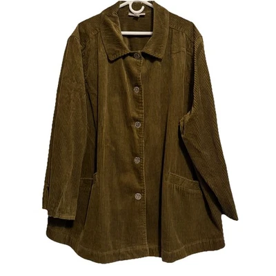 Woman Within Brown Corduroy Trench Coat Women’s Plus Size 3X Button Front  - Image 1 of 4