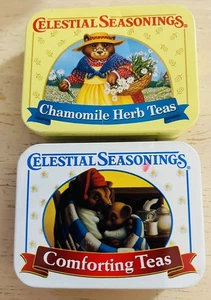 2 Celestial Seasonings Chamomile Herb & comforting Tea Tins Pre owned - Picture 1 of 4