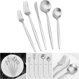 20 Stück Matt Edelstahl Silberbesteck Set für 4 Abendessen Messer Gabel Löffel - Bild 1 von 8