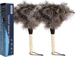 2pcs Ostrich Feather Dusters Natural Feathers Duster with Wooden A-2pcs - Picture 1 of 8