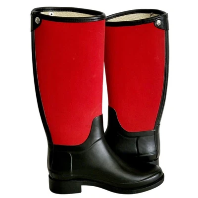 Hunter Bessy Rojo y Negro Colorblock Invierno Botas de Lluvia Unisex Talla 6 Mujer 5 Hombre Foto 1 de 4