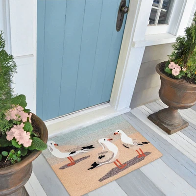 Liora Manne Frontporch Gulls Indoor/Outdoor Rug Sand 1'8" x 2'6" - Image 1 of 4