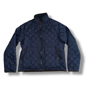 Polo Ralph Lauren Quilted Jacket Men’s Large Navy Blue Zip Snap Fleece Lined - Picture 1 of 8
