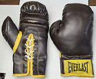 Vintage EVERLAST Boxing Gloves - 12 Oz. Brown + Yellow Leather Lace Up - Nice!