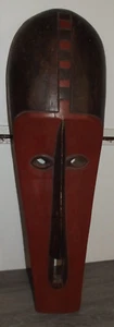 Vintage 23" Hand Carved African Art Tribal Wooden Mask Made In Ghana West Africa - Picture 1 of 14