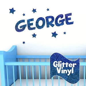 Pegatina personalizada con nombre de pared brillante con estrellas niños niños niñas dormitorio - Imagen 1 de 5