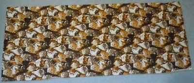 Beth Ann Bruske David Textiles Fabric Flannel Cat Print Brown Tan 1.5 Yds NEW - Image 1 of 4