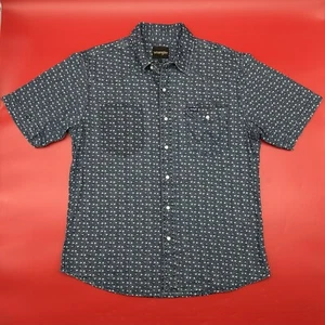 Wrangler Western Men's Size Large Blue Star Print Pearl Snap Rodeo Cowboy Shirt - Picture 1 of 11