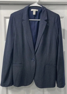 Chaqueta Blazer Chico’s Talla 0 Azul Marino Blanco Lunares Talla Pequeña Talla 4 Foto 1 de 3