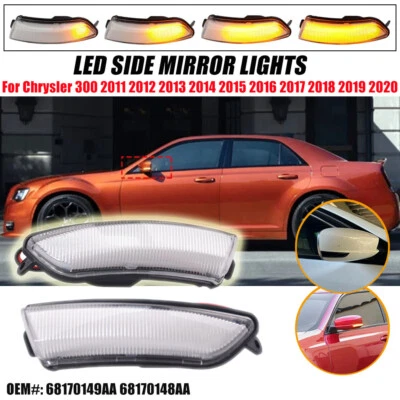 Indicador de luz de señal de giro dinámico LED transparente para Chrysler 300 2011-2019 2020 Foto 1 de 4
