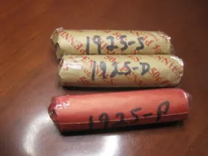 3 rotoli (150 monete) 1925-P,25-D,25-S Lincoln centesimi avg. cir's - Foto 1 di 1