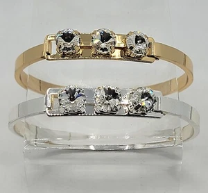 m/w Swarovski Crystal Clear Stones Plated Bangle Bracelet; Beautiful!! - Picture 1 of 8
