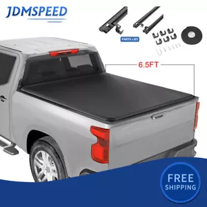 6.5FT Roll-Up Vinyl Tonneau Cover For 07-13 Silverado Sierra 1500 Soft Truck Bed - Picture 1 of 8