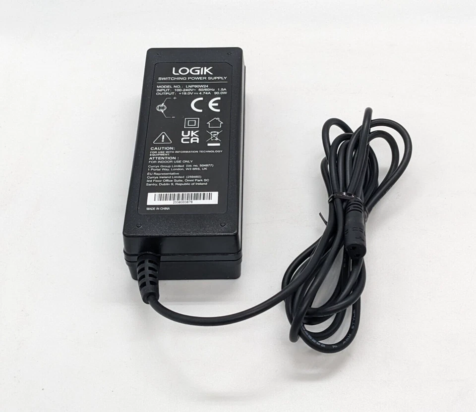 БЕЗ НАКОНЕЧНИКА Logik универсальный адаптер питания ноутбука LNP90W24 19V для HP Dell Lenovo читать - Изображение 1 из 4
