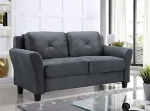 Lifestyle Solutions Harrington Loveseat in Grey, Dark Grey - Picture 1 of 4